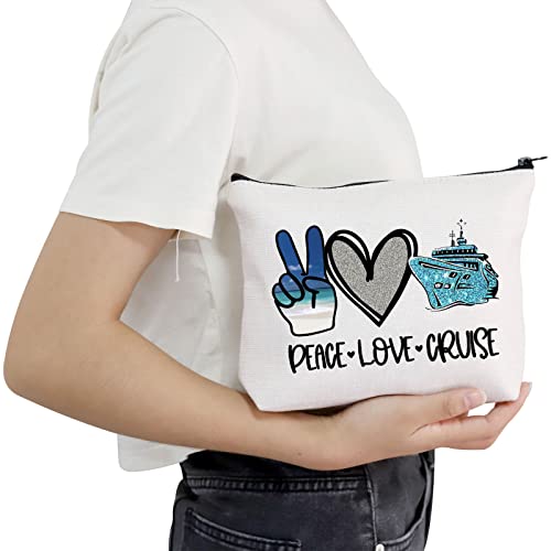 POFULL Cruise Travel Gift Cruise Lover Gift Peace Love Cruise Cosmetic Bag Summer Vacation Gift (PEACE LOVE CRUISE bag)