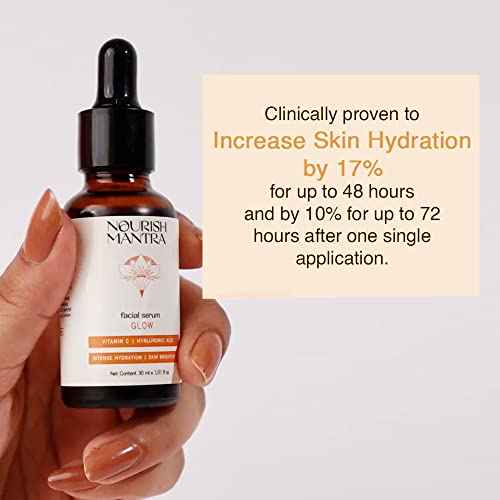 Nourish Mantra Vitamin C Serum ? Anti Aging Facial Serum with Vitamin C, Hyaluronic Acid, Niacinamide ? Glowing Serum ? Even Skin Tone, Improve Appearance of Dark Spots, Fine Lines & Wrinkles, 30 ml
