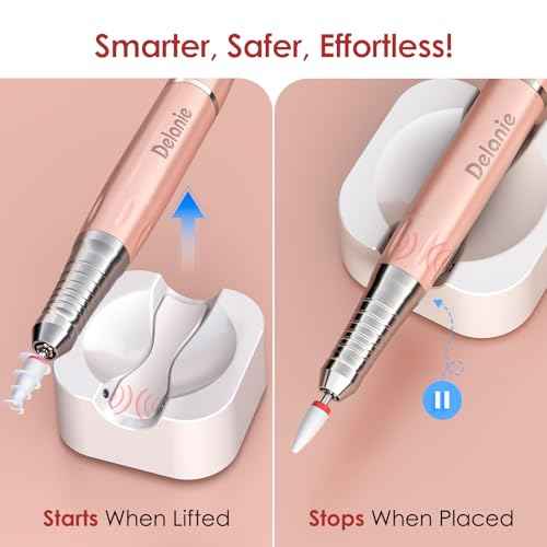 Delanie Brushless Nail Drill 35000 RPM Professional Rechargeable Portable Electric Nail File for Nail Tech, Rose Gold