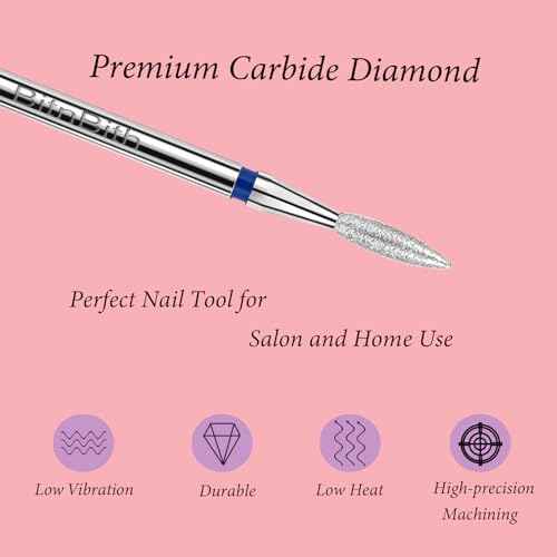 Cuticle Nail Drill Bit,3/32" Diamond Flame Safety Under Nail File Bit, Russian Pro Nail Buffer Bit, Cuticle Dead Skin Remover,Drill Bits for Manicure Pedicure,Nail Prep, Nail Supplies,Medium