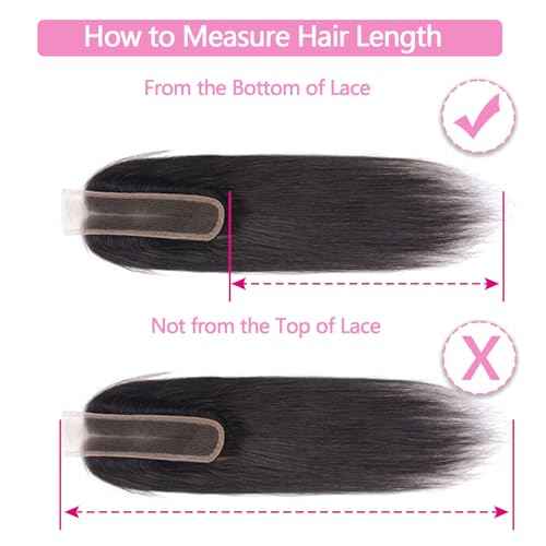 20 Inch 2x6 HD Lace Closure Only Body Wave 12A Brazilian Skin-Like Closure Human Hair 100% Virgin Remy Hair Frontal HD Lace Pre Plucked With Baby Hair Natural Black