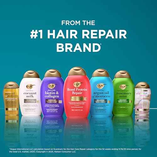 OGX Clarifying Strength + Rosemary Mint Shampoo, Clarifying Shampoo for Oily Hair Visibly Helps Remove Oil & Residue to Clear Away Buildup, Sulfate-Free Surfactants, 13 fl. oz