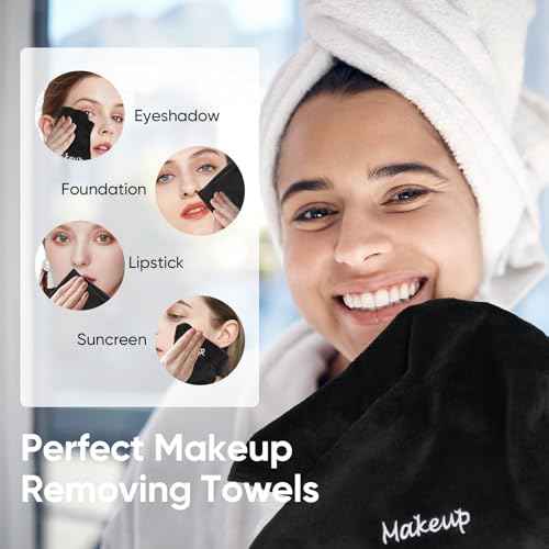 Makeup Remover Cloth, 48 Pack Black Facial Wash Cloths, Soft Coral Fleece Microfiber Towel for Face, Hand, and Bathroom(13" x 13")