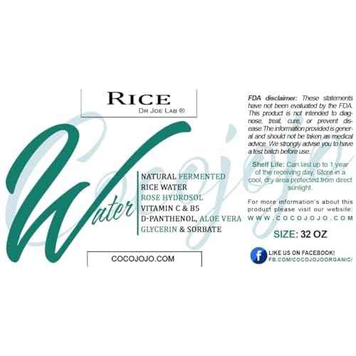 Dr Joe Lab Rice Water Growth Mix - Nourishing Toner with Rose Hydrosol Aloe Vera Face & Scalp Essence Rice Extract Pro Vitamin B5 Oily Skin Alcohol-Free Spray Spritz (32 oz & Empty Sprayer)