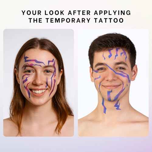 Purple Ombre Temporary Patterns Tattoo ? Realistic Waterproof Body Art for Cosplay, Halloween, and Party Makeup (5 PCS)