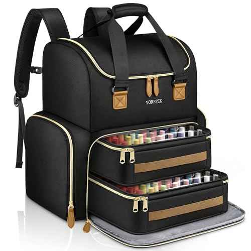 YOREPEK Extra Large Nail Polish Organizer Case Backpack Holds 96 to 100+ Bottles(15ml/0.5 fl.oz) UV Nail Lamp,Nail Organizers and Storage with 2 Removable Pouches Fits Nail Stuff,Gift for Manicurist