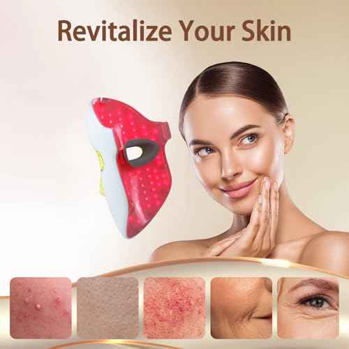 Red Light Therapy for Face Mask ? LED Face Mask Light Therapy with Red Blue LED and Infrared Light, Anti-Aging, Blemish Repair Treatment