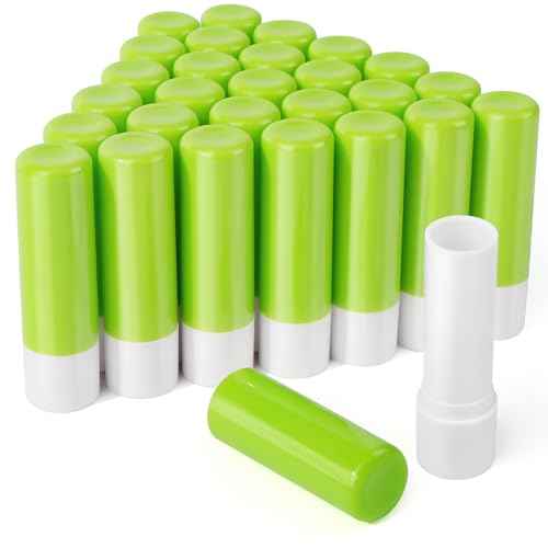 LotFancy Lip Balm Tubes Empty, 28Pcs 4.5ml, BPA Free & Leak Free, Durable Lip Balm Container Tubes with Green Caps, Refillable & Reusable