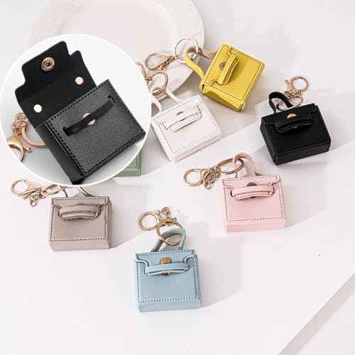 6 PCS Mini Backpack Keychain Super Smalls Makeup Bag Cute Coin Wallet PU Leather Lipstick Bag Card Holder Data Cable Organizer Fashion Bag Charms Accessories for Women Girls (Style 6)