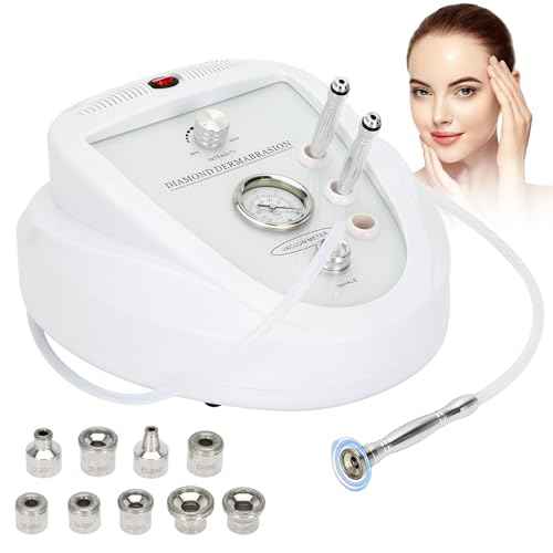 Diamond Microdermabrasion Machine Kit, 65-68cmHg Suction Power, 9 Replaceable Tips, Suitable for Face and Body (Home & Salon Use)