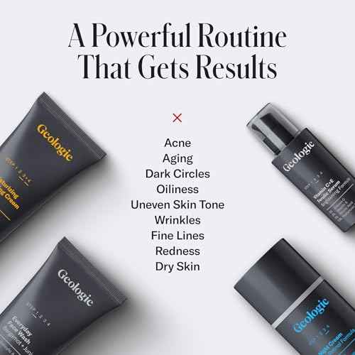 Geologie Skincare Hero Set | 5-Piece Kit Includes 2 Face Washes, SPF15 Moisturizer, Retinol Cream & Vitamin C Serum | Daily Routine for Clear, Healthy Skin for Men and Women | Lasts 3 Months