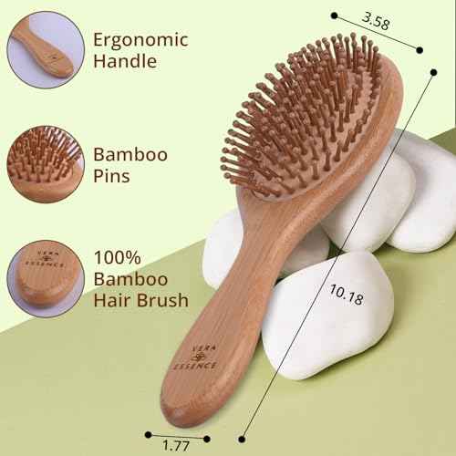 Bamboo Brush for Hair Growth ? Natural Bristle Brush for Detangling, Reduces Breakage, Massaging Scalp Thick/Thin/Curly/Dry/Wet Hair ? Wooden Paddle brush w/Ergonomic Handle Ideal for Women & Men