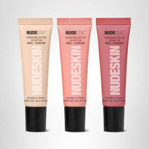 Nudestix Hydrating Peptide Lip Butter Tint Set – 3-Piece Glossy Lip Balm Kit with Avocado, Shea Butter & Peptides | Plumping, Moisturizing Nude Lip Tints | Clean, Vegan & Cruelty-Free