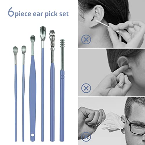 2 Pack 6 Pcs Ear Wax Removal Kit, Ear Cleaning Kit, Ear Pick Earwax Removal Tool, Ear Cleaner (Blue) (2)