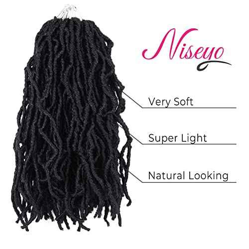 Niseyo Faux Locs Crochet Hair 14 Inch Soft locs, 6 Packs Short Crochet Locs Pre Looped Crotchet Straight Synthetic Hair Extensions (1B, Natural Black)