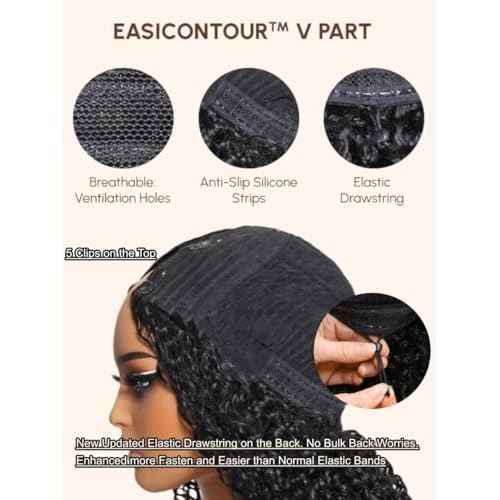 UNICE V Part Wigs Human Hair Yaki Straight Clip in Vpart Glueless Human Hair Wig No Sew in No Glue Ombre Chestnut Brown Beginner Friendly 150% Density 18 inch