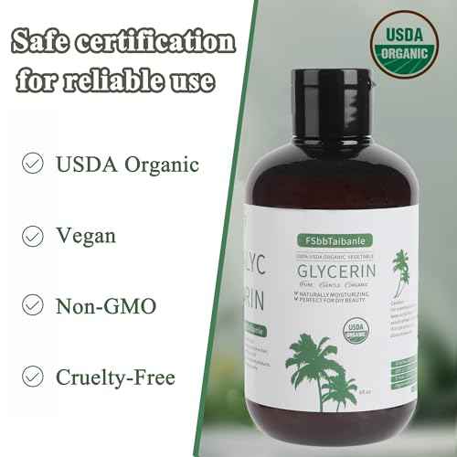 Organic Vegetable Glycerin ? USDA Organic Certified, 100% Pure, 6 Fl Oz ? Natural Skin & Hair Moisturizer ? Ideal for DIY Beauty, Soaps, Lotions & More ? Non-GMO, Palm Oil Free