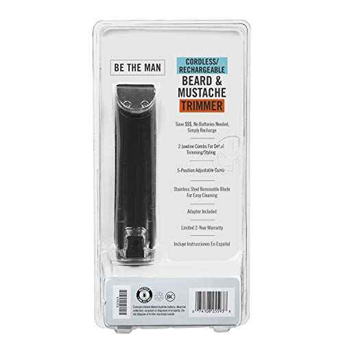 ConairMAN Beard Trimmer for Men Includes Nose and Ear Hair Trimmer and with 5-Position Comb Attachment, 5 piece Men's Grooming Kit, Battery Operated