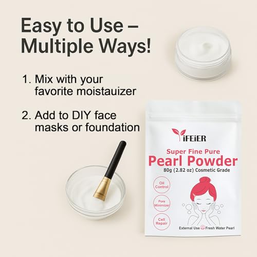 Pure Freshwater Nano Pearl Powder for Skincare and Homemade Cosmetics Grade. 80g(2.82oz) SuperFine Pearl Powder for DIY lotions | creams | serums | making face mask, Natural and Oranic