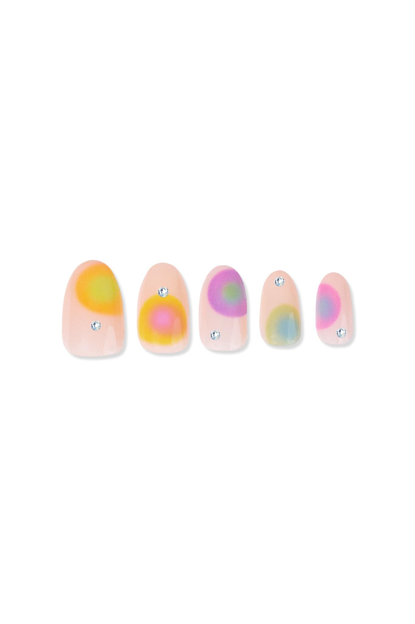 Signet Press On Nails - Bright Aura | Long Lasting Short Almond Nail Manicure Kit - Easy to Apply - Nail Kit includes 24 Nails in 12 Sizes, Nail Glue, Adhesive Gel Tabs, Nail File, & Cuticle Stick