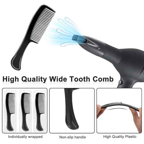 HOFASON 500 Pcs Bulk Hair Combs Individually Wrapped for Women, Kids, Men Beard, Professional Wide Tooth Comb for Hair Styling, Travel, Homeless, Hotel, Shelter, Nursing Home and Church (Black)