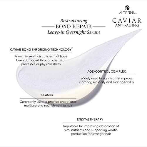 Alterna Caviar Anti-Aging Restructuring Leave-in Overnight Serum, 3.4 Fl Oz, Strengthens and Protects Damaged Hair