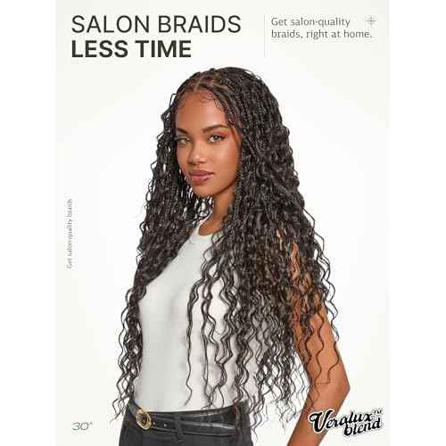 Frodio Braided Wig Veralux¢â Fiber Full Lace Boho Curly Water Wave Synthetic Box Braided Wigs For Black Women Salon-Level 200% Density Bohemia Natural Scalp 30 Inches