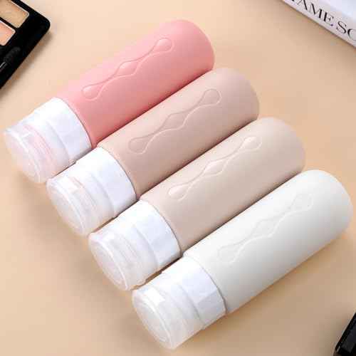 Gemice Travel Bottles for Toiletries, Tsa Approved Travel 3oz Size Containers with Clear Bag, BPA Free Leak Proof Travel Tubs Refillable Liquid Travel Accessories for Cometic Shampoo Lotion (4 Pack)
