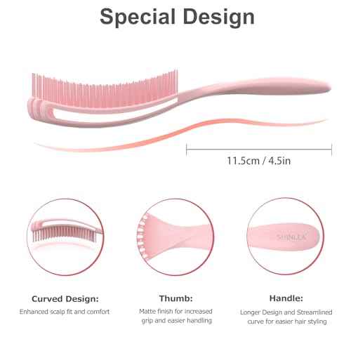 Detangler Brush for Curly Hair, Hairbrush Set for Wet Dry Curl Straight Thick Thin, Pain-Free Hair Brushing, Small Size for Travelling, Curly Brush for Women Men Kid (Pink and Blue)