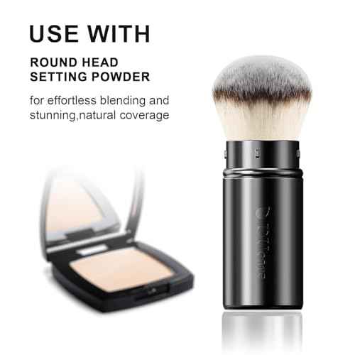 DUcare Retractable Airbrush Kabuki Brush for All Face Makeup & Foundation for Liquid, Cream and Powder Face Makeup With Aluminum Handle