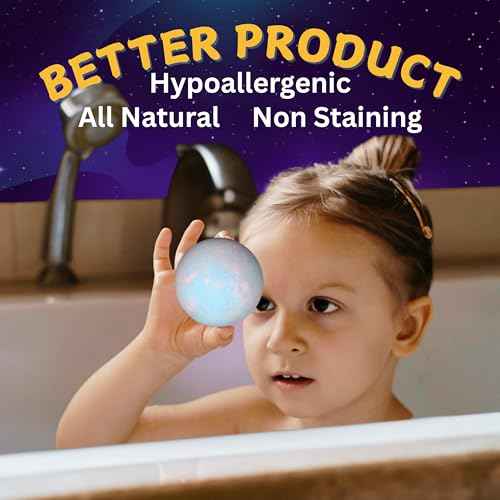 EvolutionUSA Space Bath Bombs for Boys & Girls, 6 Planet Bath Balls with Toy Hidden Inside, Organic Hypoallerganic Childrens Bathbombs, Cosmic Fun Space Surprise, Gift Set Birthday, Christmas, Easter