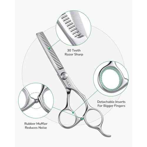 ULG Hair Thinning Scissors, Thinning Shear for Hair Cutting 6.5 inch Right-Hand Barber Scissors Salon Texturizing Shears Made of Japanese Stainless Steel, Silver