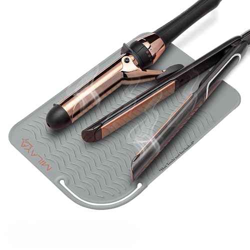Vanity Accessories Heat Resistant Mat ? Silicone Flat Iron & Curling Iron Holder, Non-Slip Vanity Mat & Hot Tool Mat for Home, Salon, or Travel Use