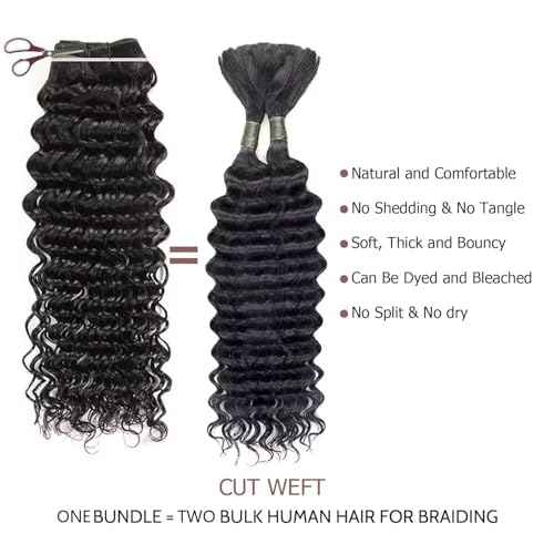 22 24 26 Inch Deep Wave Human Hair Bundles Deep Curly Wave 3 Bundles 12A 100% Unprocessed Brazilian Virgin Human Hair Wet and Wavy Bundles Double Weft Natural Color Human Hair Extensions