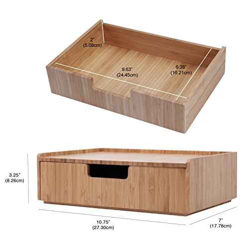 MobileVision Bamboo Makeup Drawer Organizer, Cosmetics Storage Box, Break Resistant Display Case and Drawer