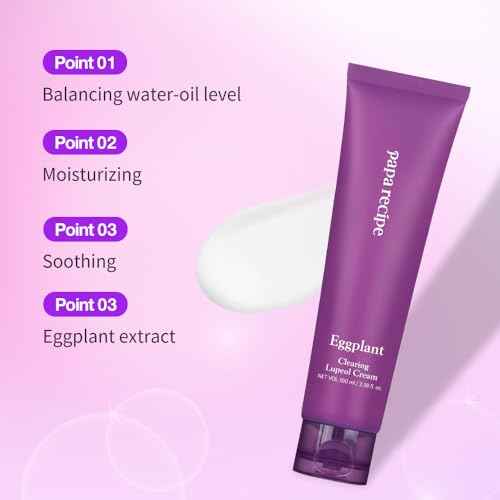 Papa Recipe Eggplant Clearing Lupeol Cream, Moisturizing Face Moisturizer for Dehyrated and Sensitive Skin, Korean Skincare, 100ml 3.38fl oz