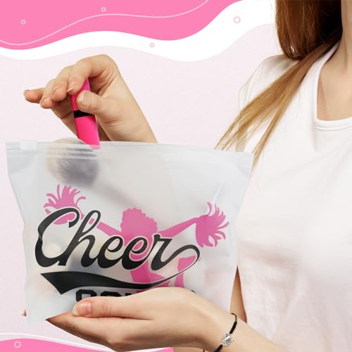 74 Pack Cheerleader Gifts Tenins Gift Set - 12 Cheer Makeup Bag 12 Adjustable Cheer Bracelets 50 Cheerleading Stickers for Cheer Team Party Favors Girls Cheerleader Christmas Gifts