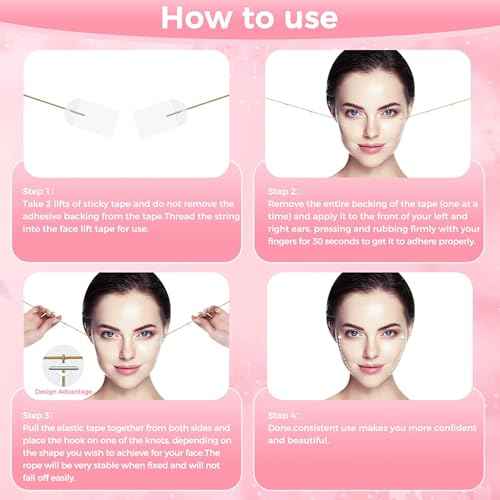 Invisible Face Lift Tape,60PCS Face Lifting Tapes and Bands with 8 Strings,Instant Face Lifter for Women Neck,Eyes,Double Chin,Sagging Skin,Face Tape for Tightening,Invisible Facelift Tape for Makeup