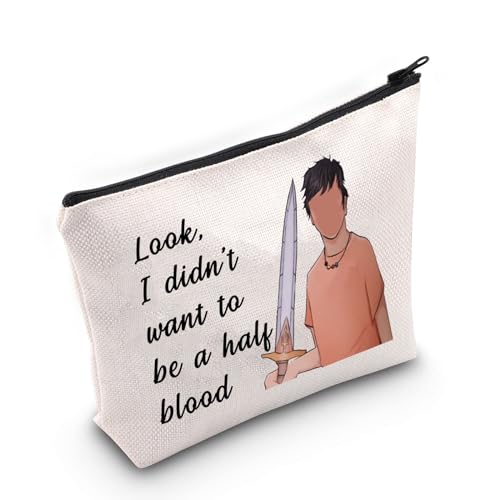 JNIAP Percy Cosmetic Bag PJO Merch Camp Half Blood Gift Percy Fans Makeup Pouch I Didn't Want To Be a Half Blood Travel Bag (Blood Tote)