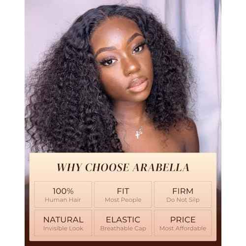 Arabella 5x6 Glueless Wigs Human Hair Kinky Curly Lace Front Wigs Human Hair Pre Plucked Pre Cut 230% Density Wear and Go Curly Wig No Glue Natural Color 16inch