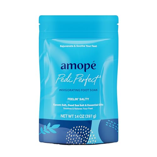 Amopé Pampering Kit - Contains Charcoal Foot Scrub, Tea Tree Foot Scrub, Epsom Salt Foot Scrub, Invigorating Foot Soak, Tired Leg & Foot Rejuvenator, Foot & Leg Scrubber and Luxury Storage Bag