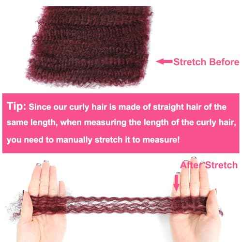 Afro Kinkys Bulk Human Hair -100% Real Human Hair for Mini Twist, Braiding, Loc Extensions & Crochet, 16 Inch 50g 4c Kinky Curly Hair Bundles, 99J Afro Bulk for Dreadlocks