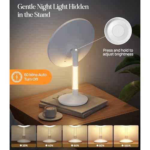 Gospire 10.8 Inch 2-in-1 Large Vanity Mirror with Lights & Bedside Table Lamp, Height Adjustable Lighted Makeup Mirror with Magnification 10X, 5000mAh Battery, 3-Color Desk Light Up Mirrors Bathroom