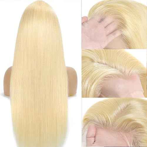 613 Lace Front Wig Human Hair 13x4 Blonde HD Transparent Lace Frontal Wigs Human Hair Pre Plucked With Baby Hair 613 Straight HD Lace Frontal Wig 180% Density Glueless Wigs Human Hair 24 Inch