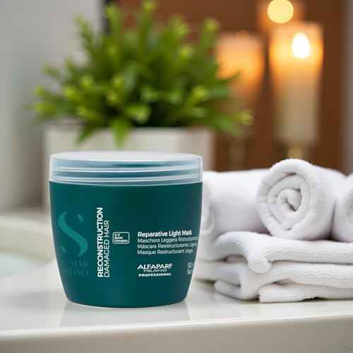 ALFAPARF MILANO Semi di Lino Reconstruction Bond Repair Hair Mask for Damaged Hair - Recommended for Fine Hair ? Hair Repair Mask - Restructures - Color Safe - Deep Conditioner - Vegan (17.2 oz)