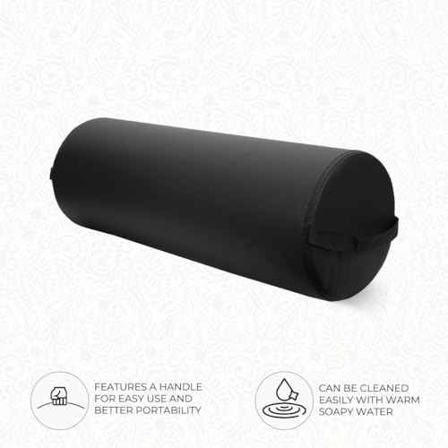 ForPro Professional Collection Jumbo Full Round Bolster Pillow, Black, Oil and Stain-Resistant, for Massage and Yoga, 9¡± R x 26¡± L