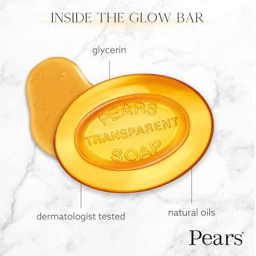 Pears Glycerin Soap Bar Variety 3-Pack, Transparent Green, Blue, and Amber Bars for Soft, Glowing Skin, 4.4 Oz Ea