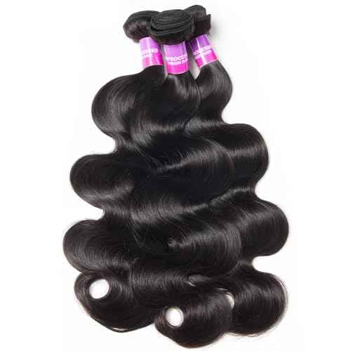 12A Human Hair Bundles 100g Body Wave Bundles Human Hair Extensions 18 Inch Brazilian Virgin Body Wave 1 Piece Deal Unprocessed Brazilian Quick Weave Extensions Natural Black