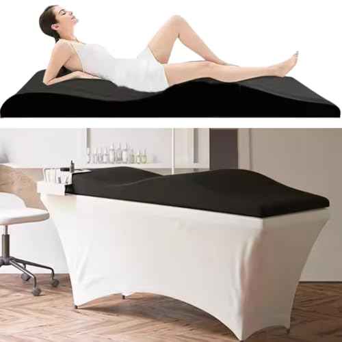 Lash Bed Topper, Massage Bed Topper,40D Gel Cooling Memory Foam Curved for Massage Table Padding with Velvet Cover, Beauty Salon Spa Esthetician Ergonomic Mattress 70"x28" Black