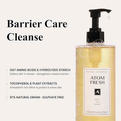 Atom Fresh Antioxidant-Rich Body Wash ? Sweet Jam Jasmine | Gently Cleanse, Nourish & Soften Skin with Oat Amino Acids, Soapberry & Vitamin E | Plant-Based, Sulfate-Free Formula (16.94 fl oz)